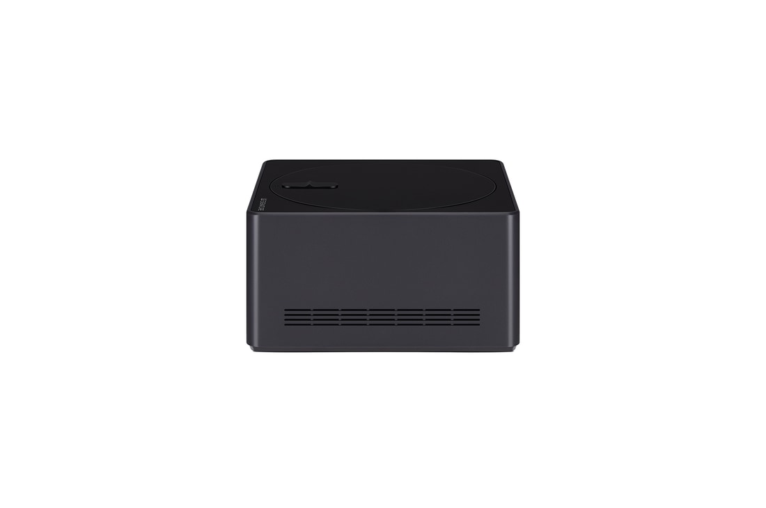 Leicht angewinkelte Nahaufnahme der Zero Connect Box mit dem LG OLED-Logo an der Kante