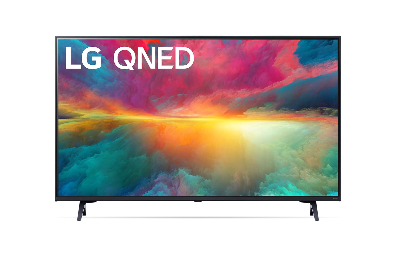 Ansicht der Vorderseite des LG QNED TV, 43QNED776RB mit Text LG QNED und 2024 auf dem Bildschirm