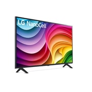 Leicht abgewinkelte Seitenansicht des LG NanoCell-Fernsehers, NANO82