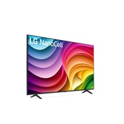 Leicht abgewinkelte Seitenansicht des LG NanoCell-Fernsehers, NANO82