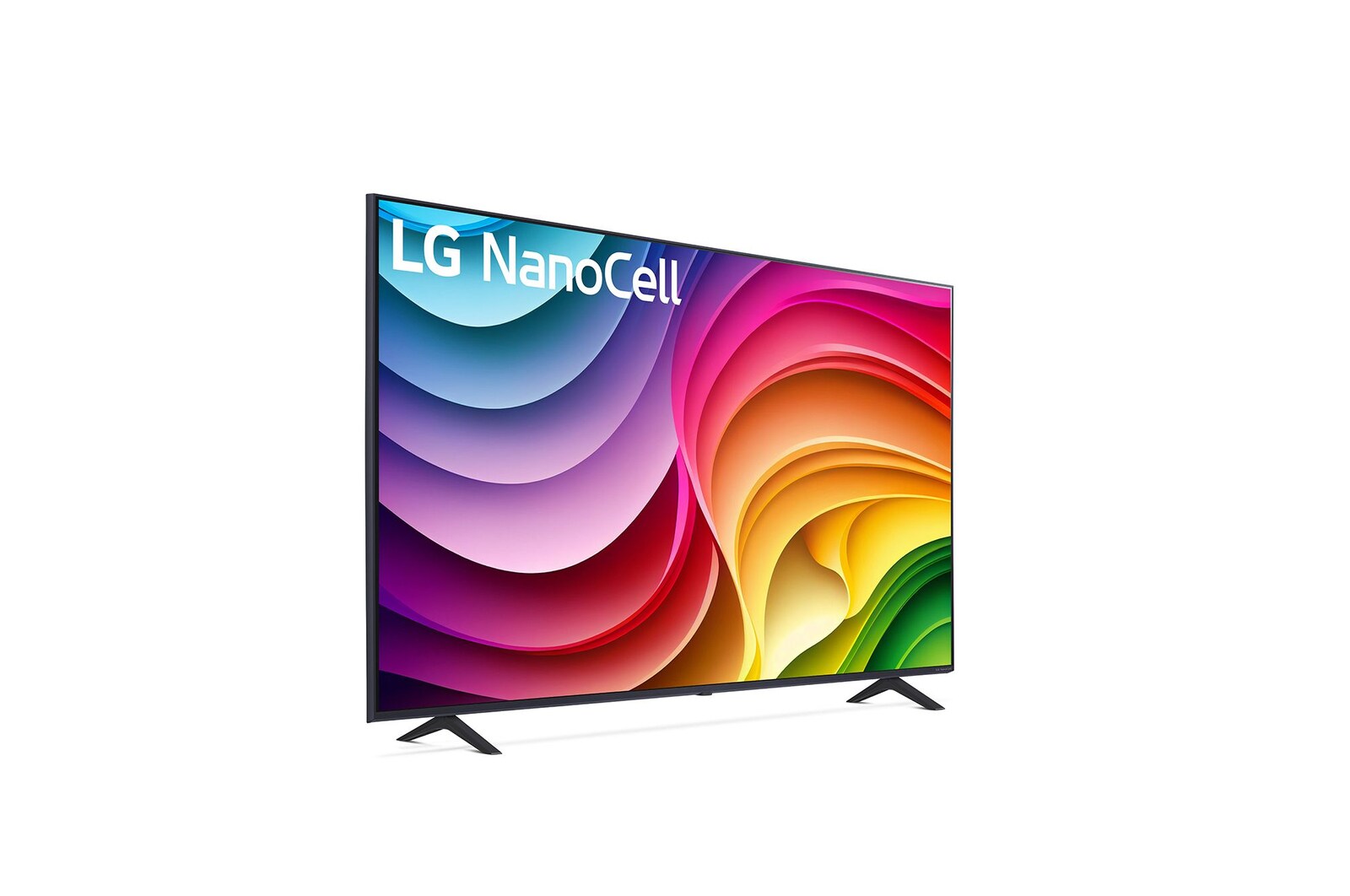 Leicht abgewinkelte Seitenansicht des LG NanoCell-Fernsehers, NANO82