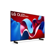 Nach rechts gerichtete Seitenansicht des LG OLED evo TV C4