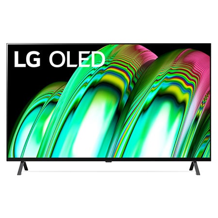LG OLED65A29LA Vorderansicht des LG UHD TV mit eingefügtem Bild und Produktlogo