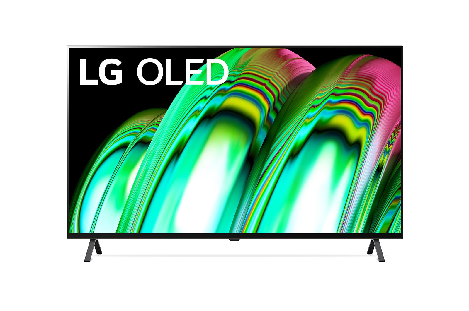 LG OLED65A29LA Vorderansicht des LG UHD TV mit eingefügtem Bild und Produktlogo