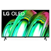 LG OLED65A29LA Vorderansicht des LG UHD TV mit eingefügtem Bild und Produktlogo