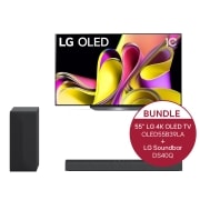 Vorderseite von 55&#39;&#39; LG 4K OLED TV B3 &amp; 2.1 Soundbar mit 300 Watt | kabelloser Subwoofer OLED55B39LA.DS40Q