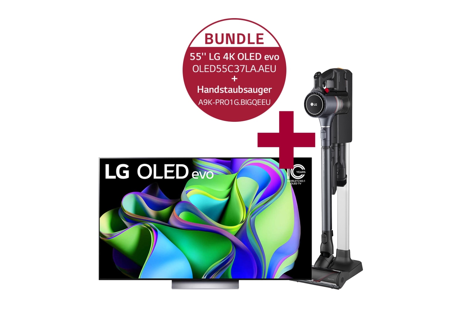 LG 55'' LG 4K OLED evo TV C3 & A9K-PRO1G Handstaubsauger mit zwei Akkus I Iron Grey I LG CordZero® A9K-PRO1G, OLED55C37LA.A9KPRO1
