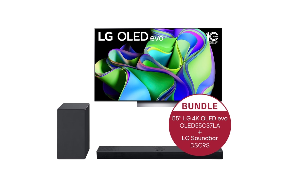 55 LG 4K OLED evo TV C3 and LG Dolby Atmos Soundbar DSC9S