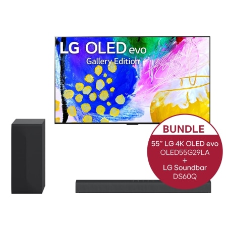 LG kabelloser Subwoofer DE 55\'\' & | TV evo Watt Dolby Soundbar G2 OLED55G29LA.DS60Q - OLED 2.1 300 mit 4K Atmos® LG |