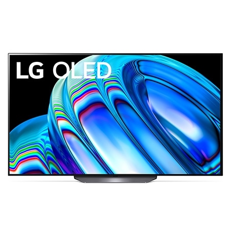 LG OLED65B23LA Vorderansicht des LG OLED TV mit eingefügtem Bild und Produktlogo