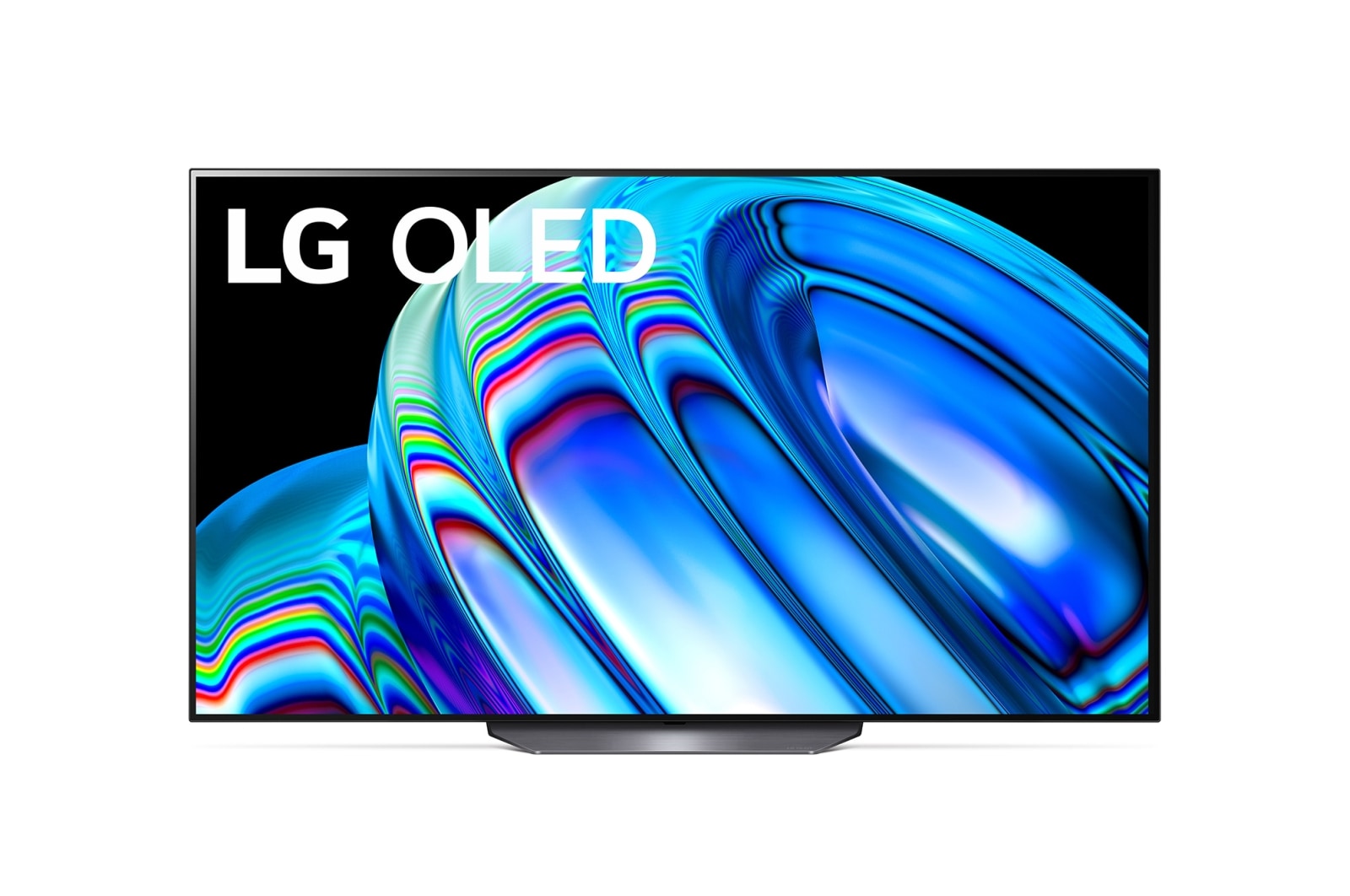 LG OLED65B23LA Vorderansicht des LG OLED TV mit eingefügtem Bild und Produktlogo