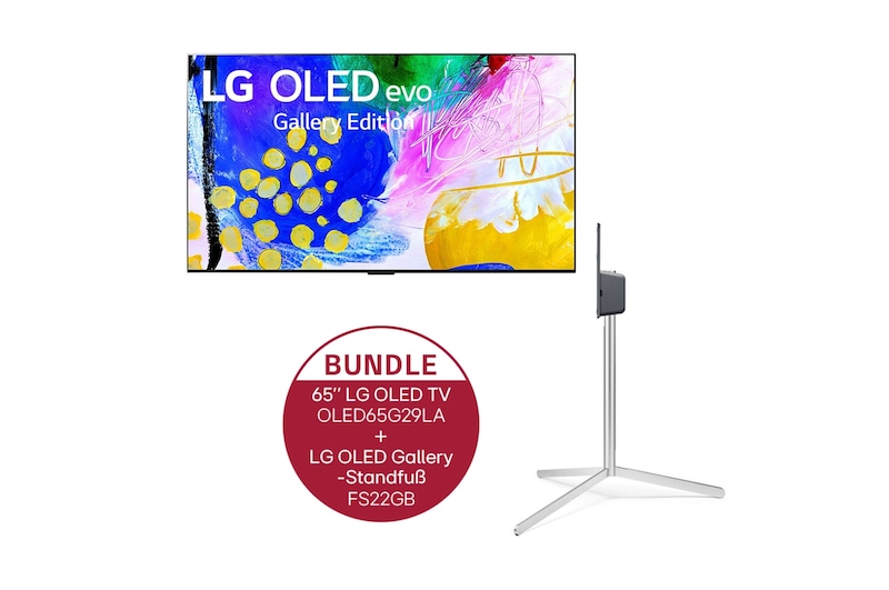 LG 65'' LG 4K OLED evo TV G2 & Gallery Stand, OLED65G29LA.FS22GB