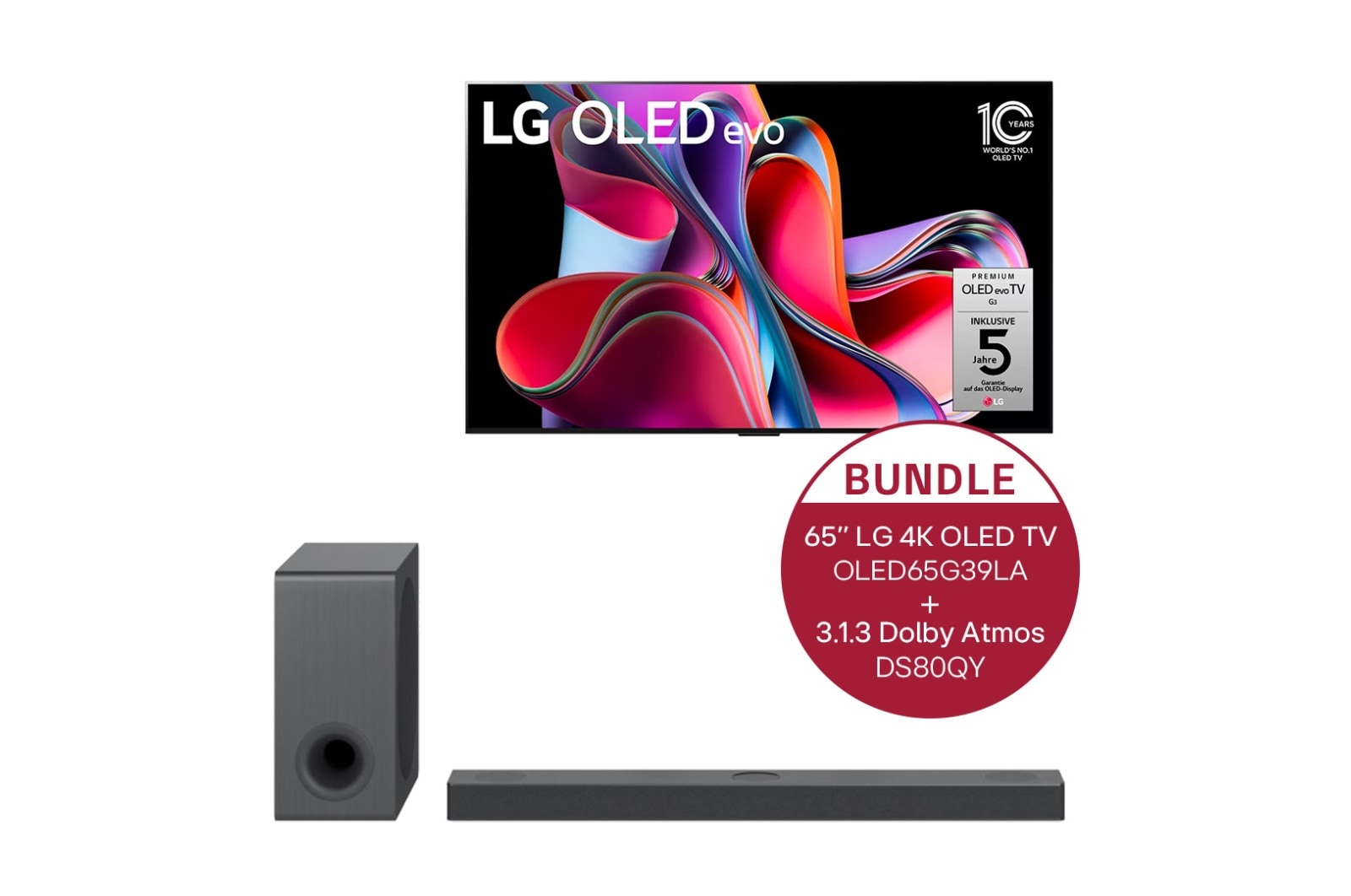 65'' LG 4K OLED evo TV G3 & 3.1.3 Dolby Atmos® Soundbar mit 480 Watt