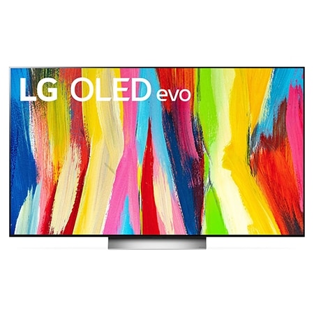 LG OLED77C29LD Vorderansicht des LG OLED TV mit eingefügtem Bild und Produktlogo