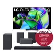LG 77'' LG 4K OLED evo TV C3 & 3.1.3 Dolby Atmos® Soundbar mit 400 Watt | kabelloser Subwoofer & 2.0 Rücklautsprecher mit 140 Watt | Kompatibel mit Soundbars DS90QY und DS80QY | Wireless-Anbindung, OLED77C37LA.DSC9SPQ