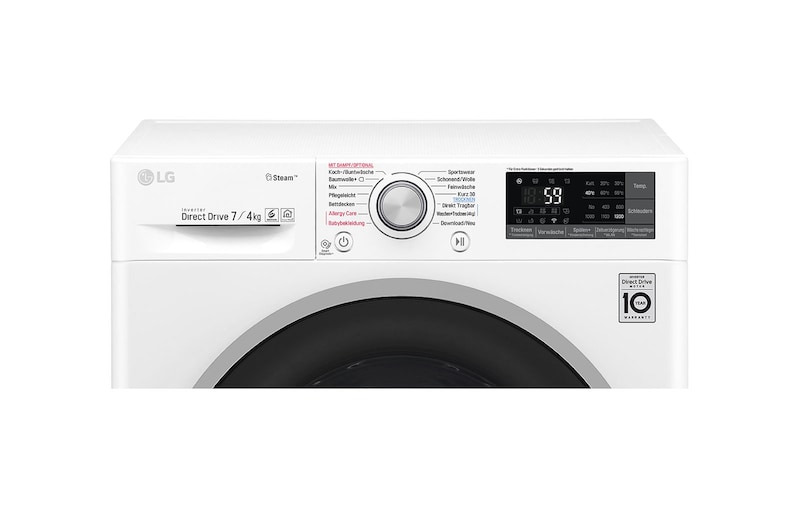 LG Waschtrockner Slim | Serie 7 | 7 kg Waschen | 4 kg Trocknen | Inverter DirectDrive™ | 45 cm tief, F12WD74SLIM