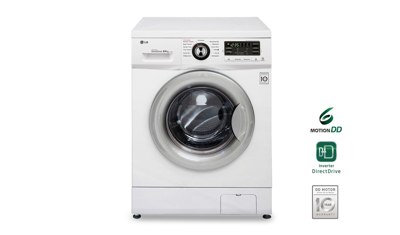 Vorderseite von Waschtrockner mit 6 Motion DirectDrive™-Technologie. 8 kg Waschen / 4 kg Trocknen. F1496AD1