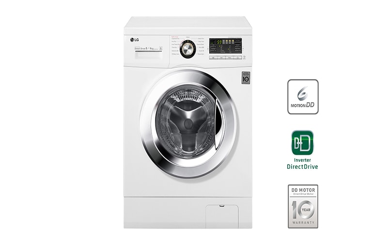 Vorderseite von Waschtrockner mit 6 Motion DirectDrive™-Technologie. 8 kg Waschen / 4 kg Trocknen. F1496AD3