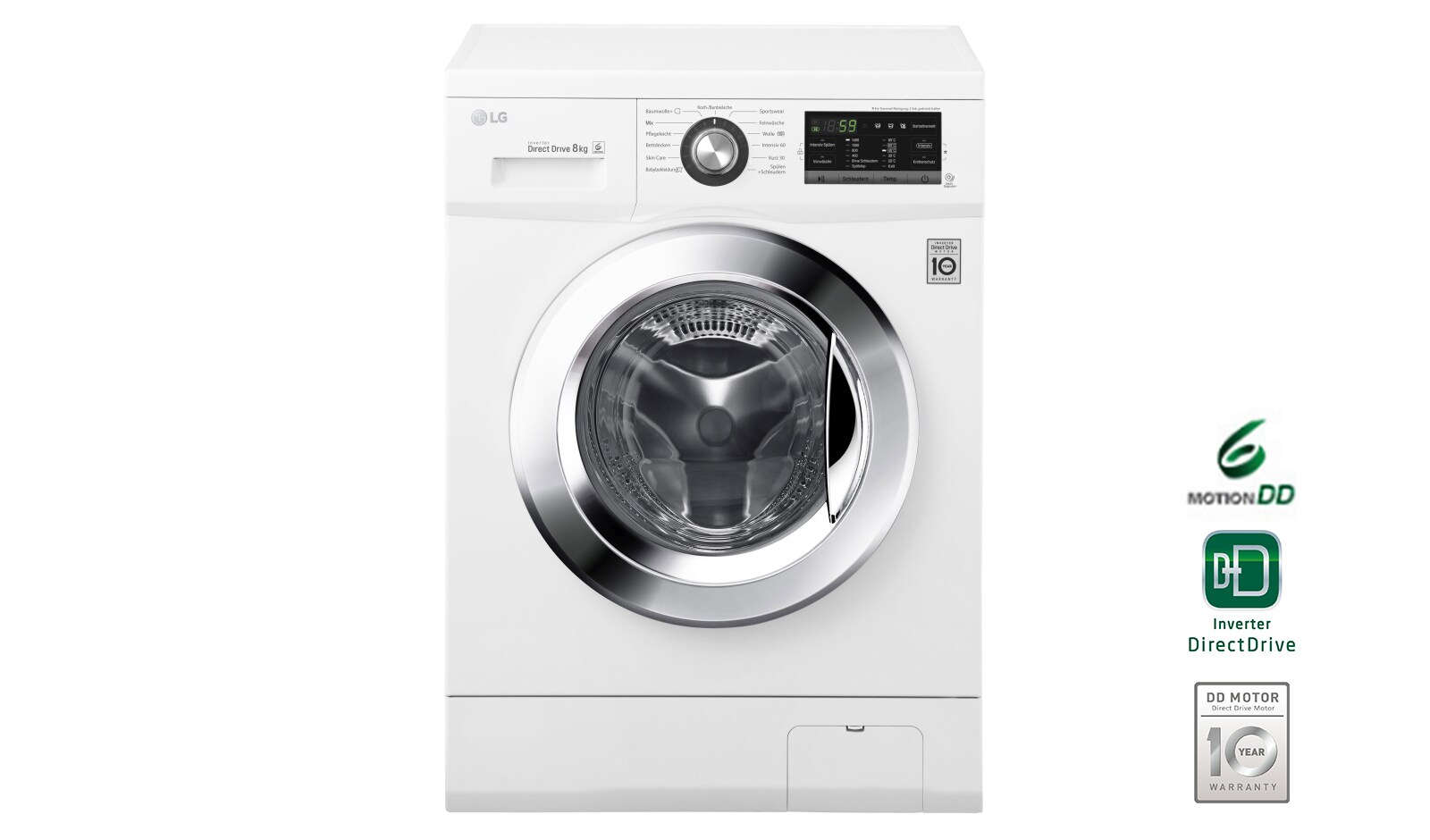 Vorderseite von Waschmaschine mit bis zu 8 Kg Fassungsvermögen  F14G6TDN2H