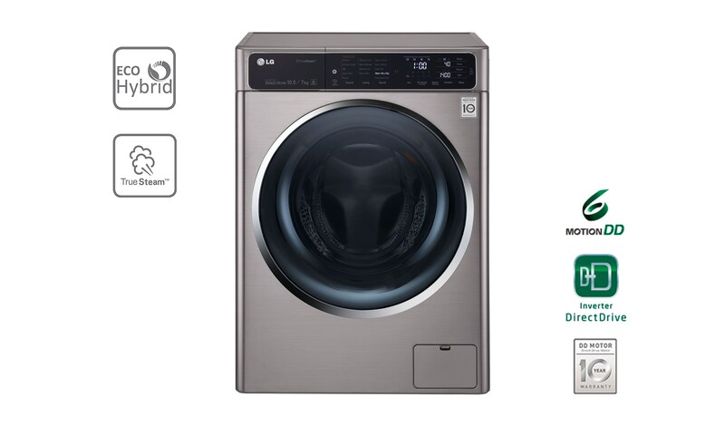 LG Waschtrockner mit ECO Hybrid System, NFC und 6 Motion DirectDrive™. 10,5 Kg Waschen / 7 kg Trocknen., F14U1JBH6NH