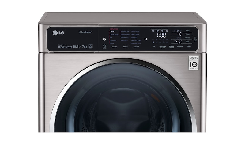 LG Waschtrockner mit ECO Hybrid System, NFC und 6 Motion DirectDrive™. 10,5 Kg Waschen / 7 kg Trocknen., F14U1JBH6NH