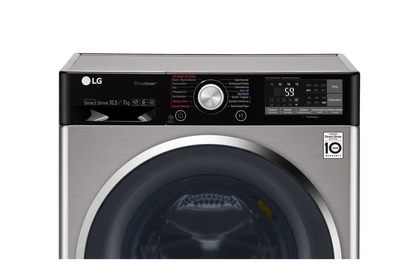 LG Waschtrockner | Serie 9 | 10,5 kg Waschen | 7 kg Trocknen | TrueSteam™ | Inverter DirectDrive™ | SmartThinQ™  , F14WD107TH6