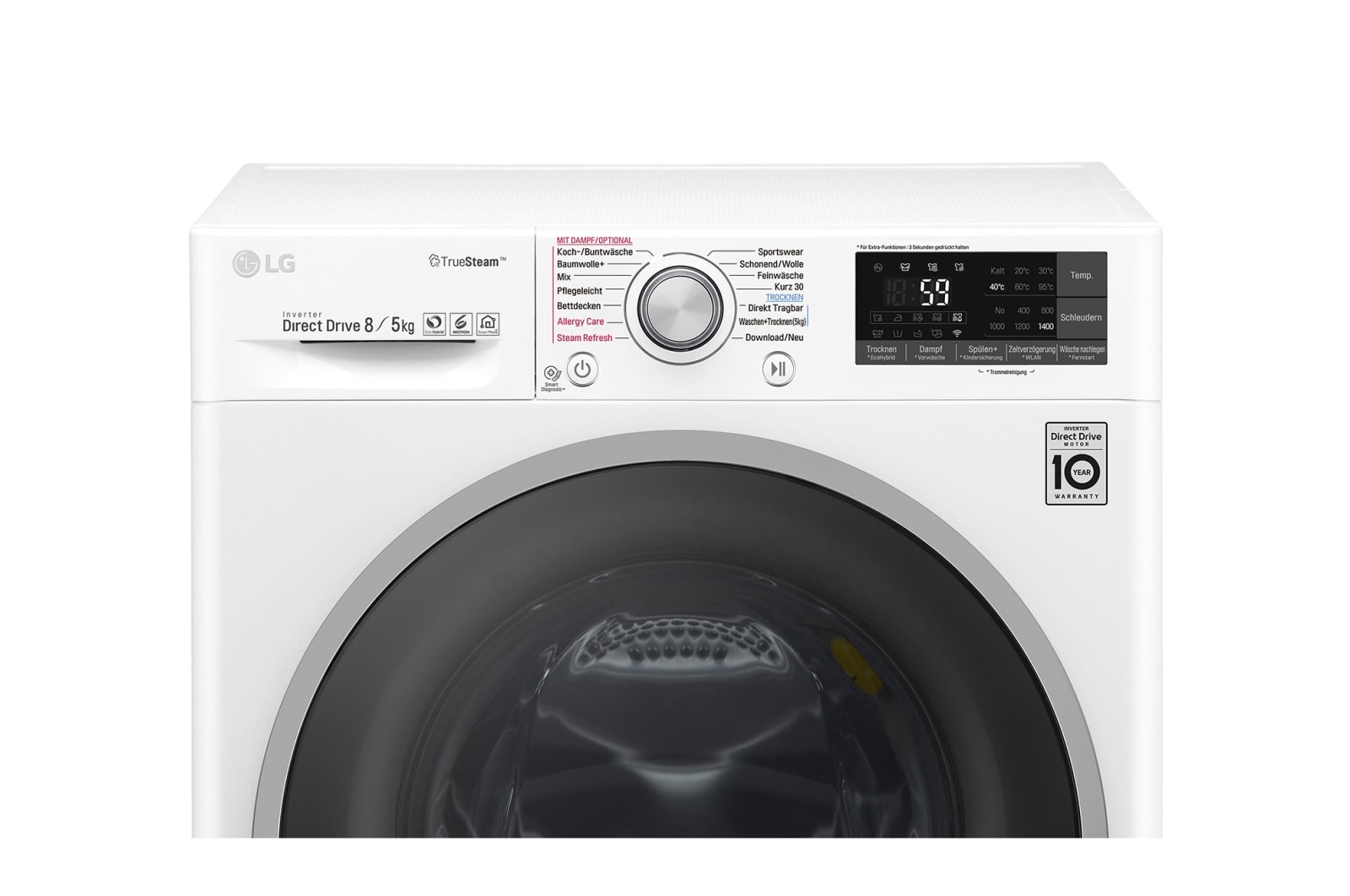 LG Waschtrockner | Serie 9 | 8 kg Waschen | 5 kg Trocknen | TrueSteam™ | Inverter DirectDrive™ | SmartThinQ™, F14WD85EH1