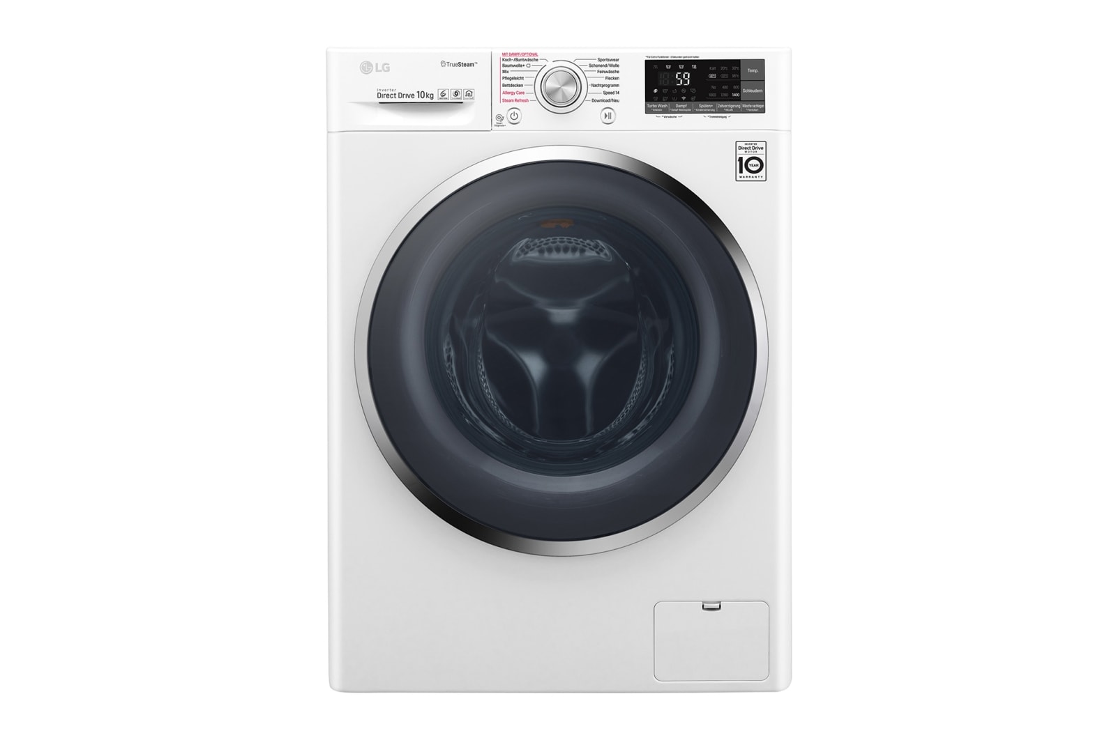 Vorderseite von Waschmaschine | Serie 9 | 10 kg | TrueSteam™ | TurboWash™ | SmartThinQ™ | Weiß F14WM10TT2