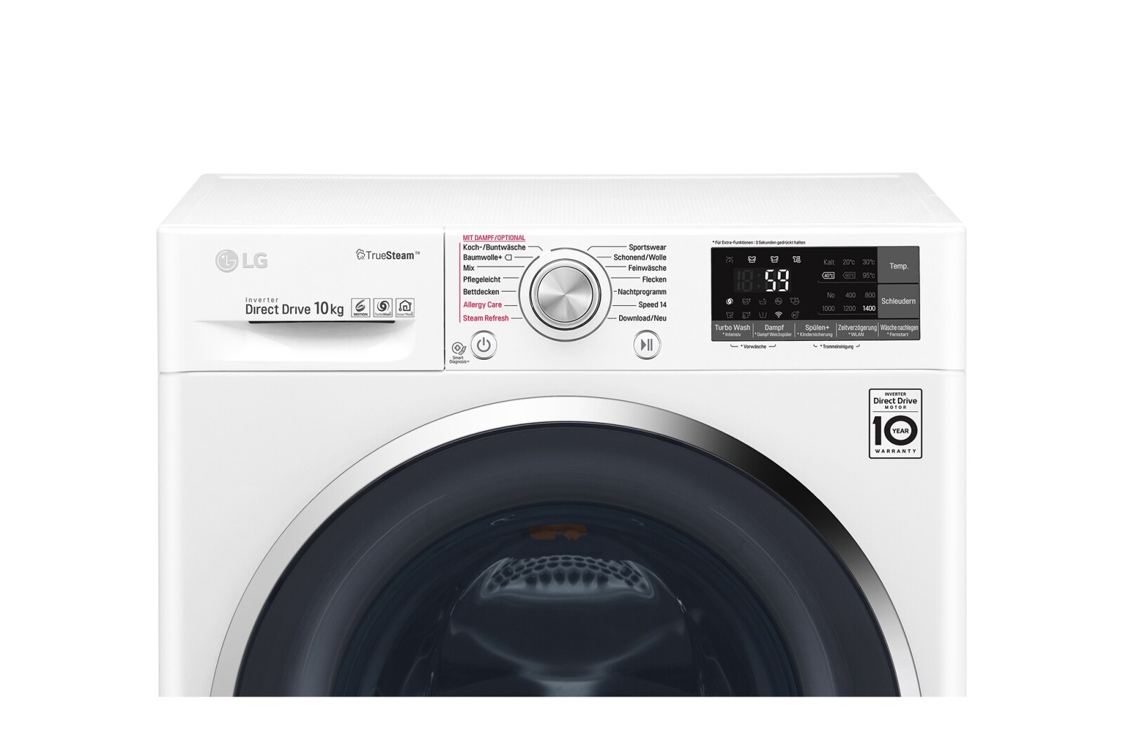 LG Waschmaschine | Serie 9 | 10 kg | TrueSteam™ | TurboWash™ | SmartThinQ™ | Weiß, F14WM10TT2