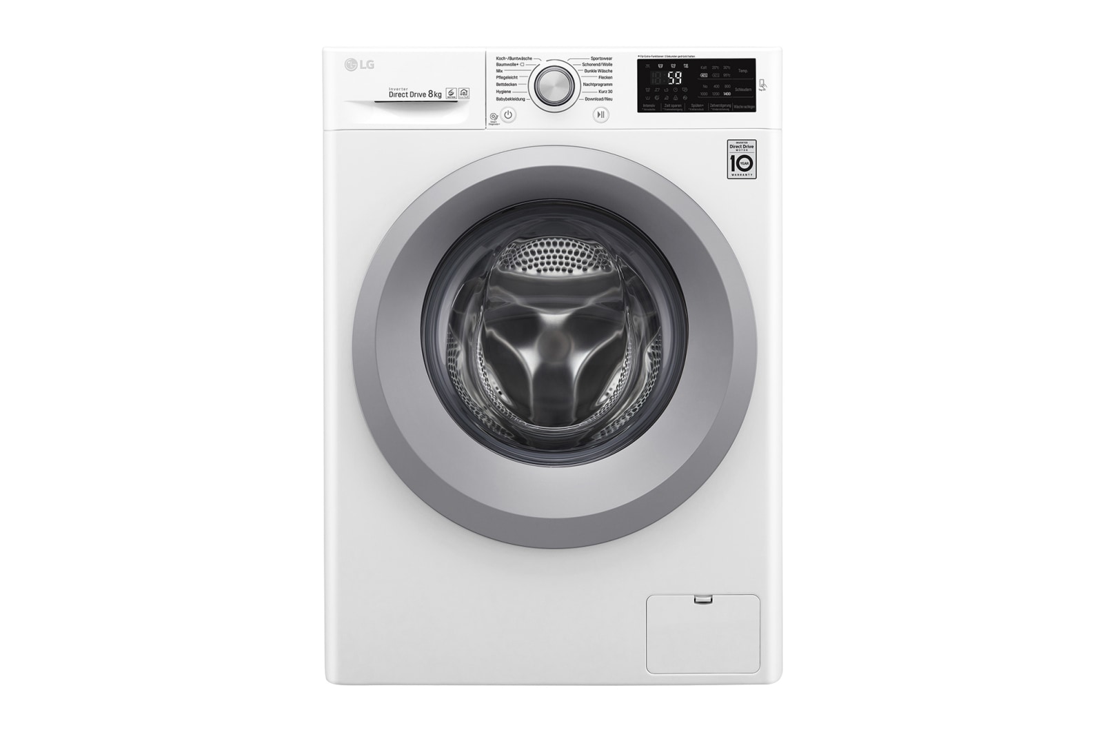 Vorderseite von Waschmaschine | Serie 3 | 8 kg | Weiß &amp; silber Ring F14WM8KN1