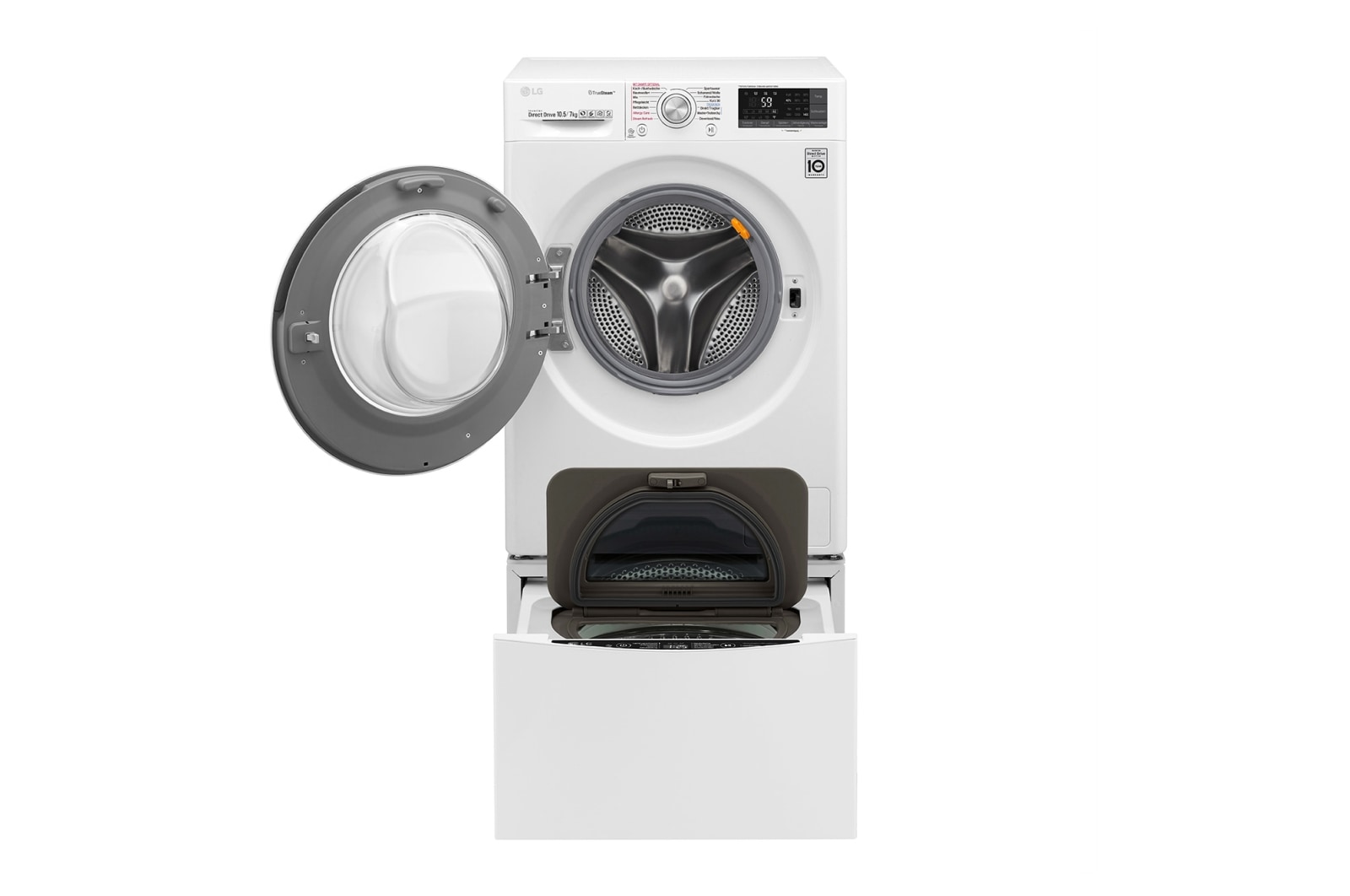 LG TWINWash™ Waschtrockner | 10,5 kg + 2 kg Waschen | 7 kg Trocknen | TrueSteam™ | Inverter DirectDrive™ | SmartThinQ™, FTWD107TH2