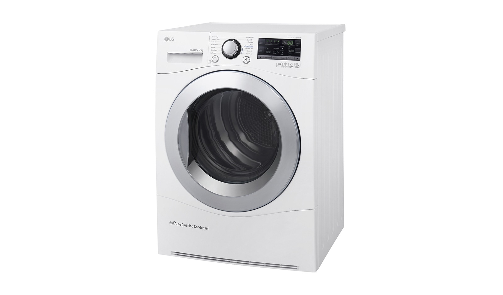 LG Trockner mit Wärmepumpen Technologie und selbstreinigenden Kondensator für gleichbleibend niedrigen Energieverbrauch. Bis zu 7 kg Fassungsvermögen., RC7055AH2Z