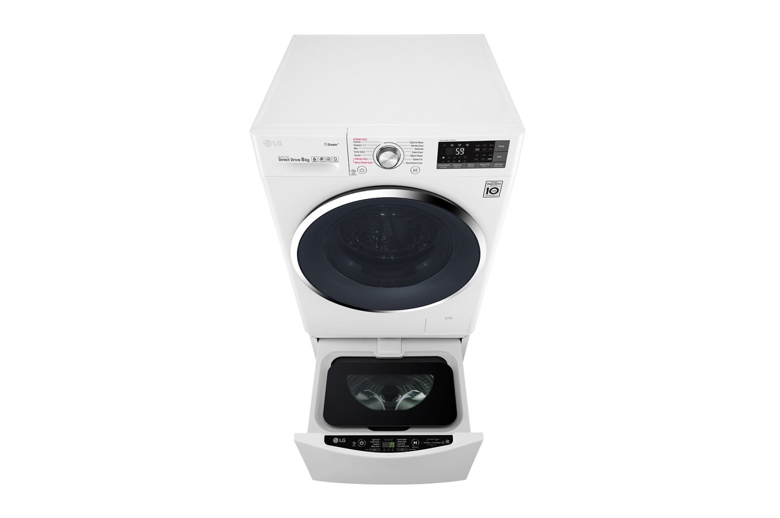LG TwinWash™ Waschtrockner | 10,5 kg + 2 kg Waschen | 7 kg Trocknen | TrueSteam™ | Inverter DirectDrive™ | SmartThinQ™, TWIND107TH2