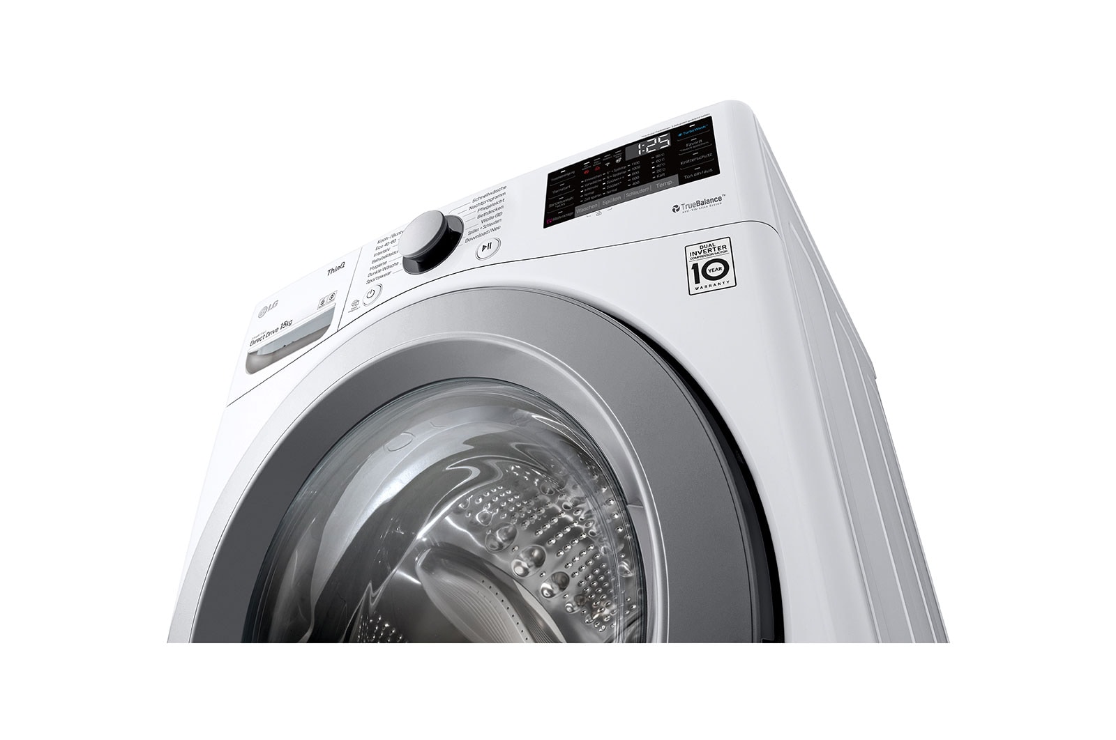 LG Waschmaschine mit 15 kg Kapazität | Energieeffizienzklasse E | 1.100 U./Min. | TurboWash® | Wi-Fi –Funktion | Aqua-Control, F11WM15TS2