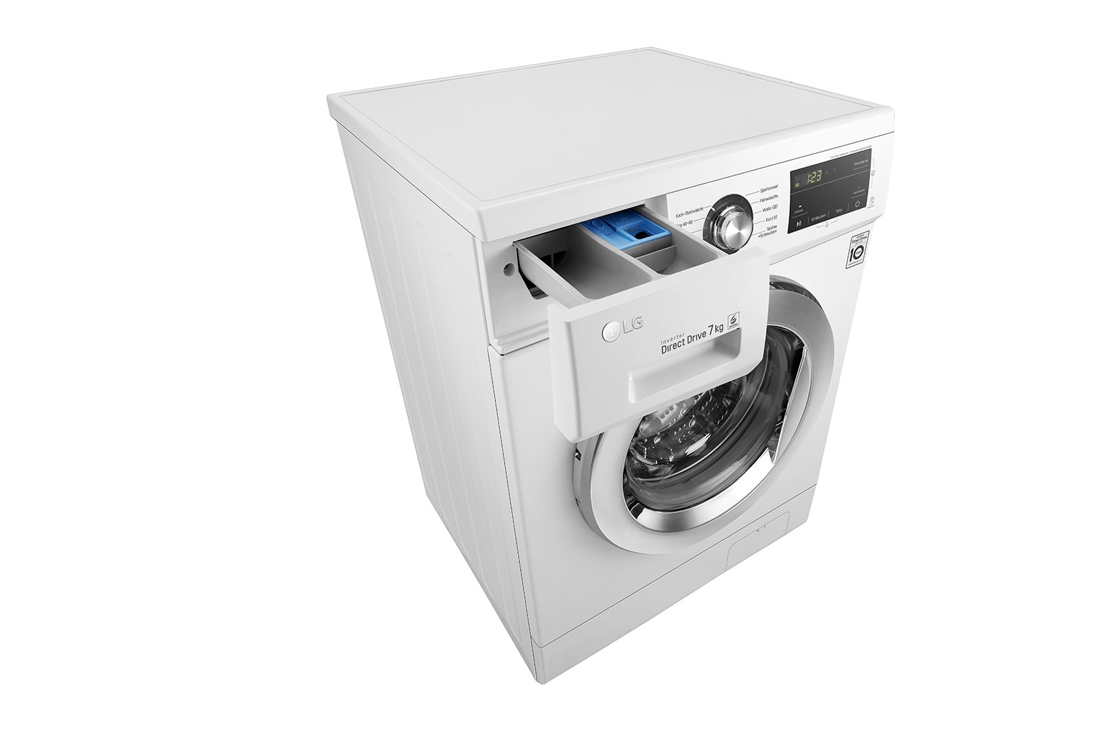 LG Waschmaschine mit 8 kg Kapazität | Energieeffizienzklasse D | 1.400 U./Min. | Weiß mit Kunststofffenstern Bullaugenring  | 1496QD3HT, F1496QD3HT1