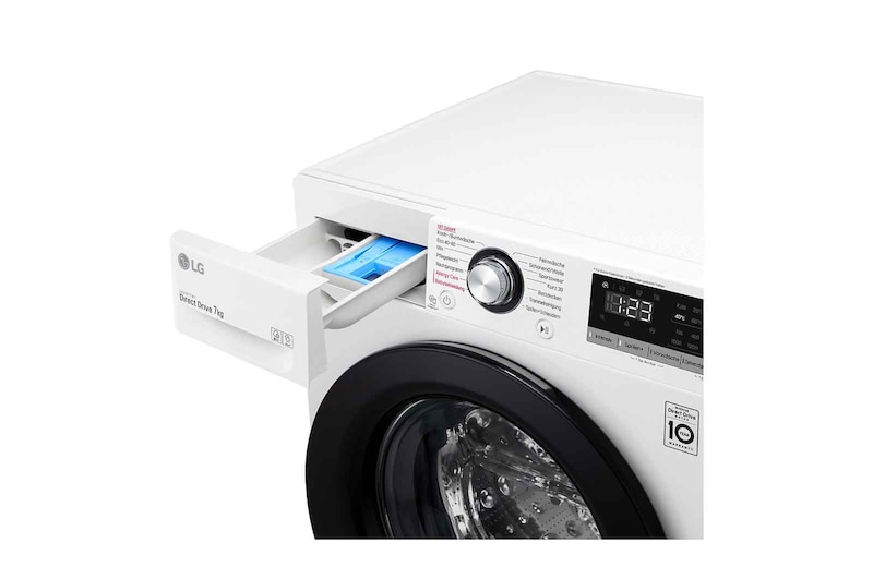 LG Waschmaschine | 7 kg | Energieeffizienzklasse D | 1.400 U./Min. | AI DD®  | Steam | Wäsche nachlegen | Neue Wohlfühl-Trommel, F14WM7EN0E