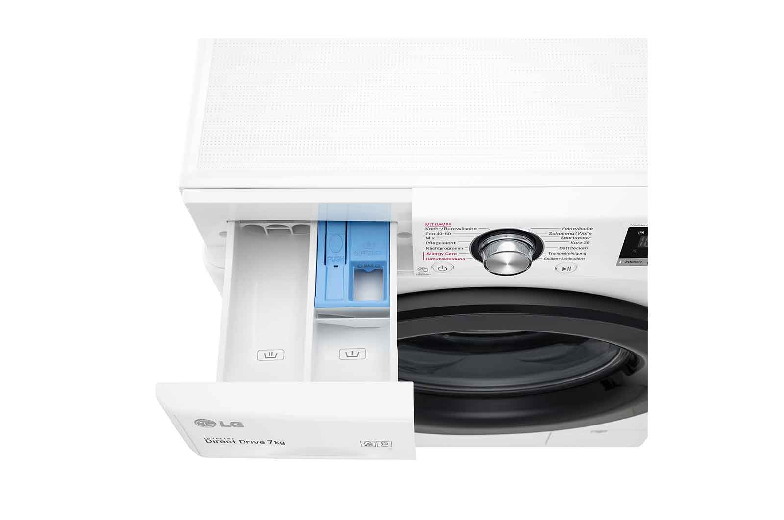 LG Waschmaschine | 7 kg | Energieeffizienzklasse D | 1.400 U./Min. | AI DD®  | Steam | Wäsche nachlegen | Neue Wohlfühl-Trommel, F14WM7EN0E