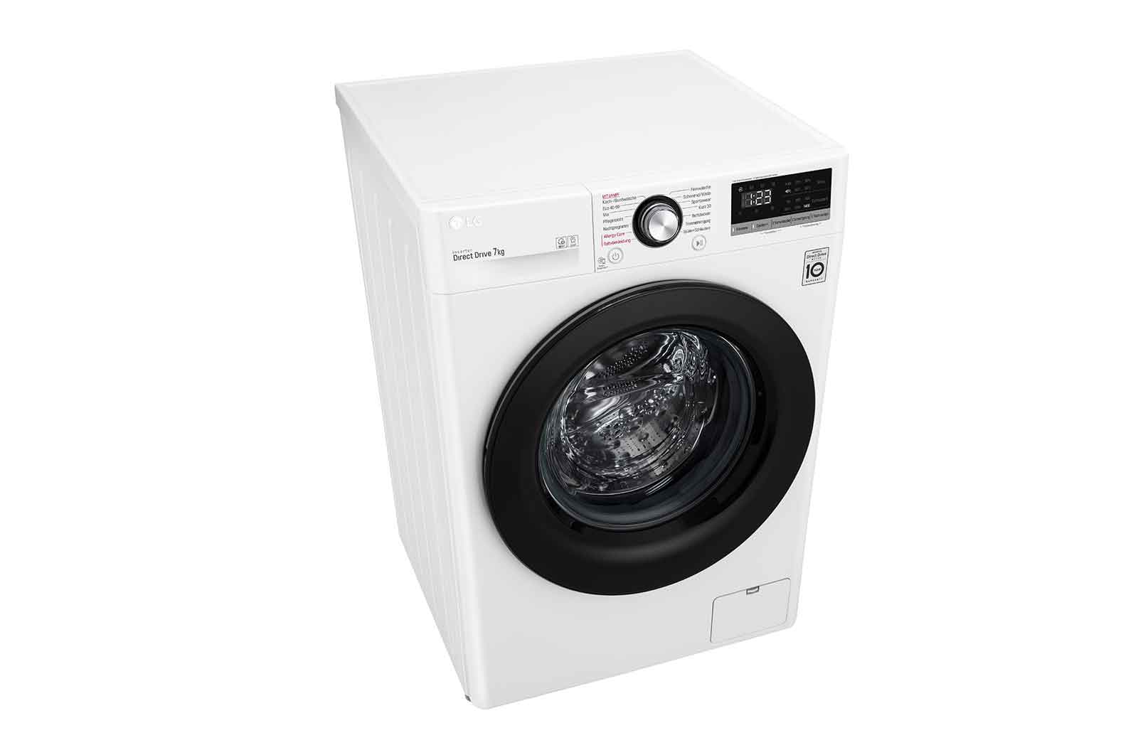 LG Waschmaschine | 7 kg | Energieeffizienzklasse D | 1.400 U./Min. | AI DD®  | Steam | Wäsche nachlegen | Neue Wohlfühl-Trommel, F14WM7EN0E