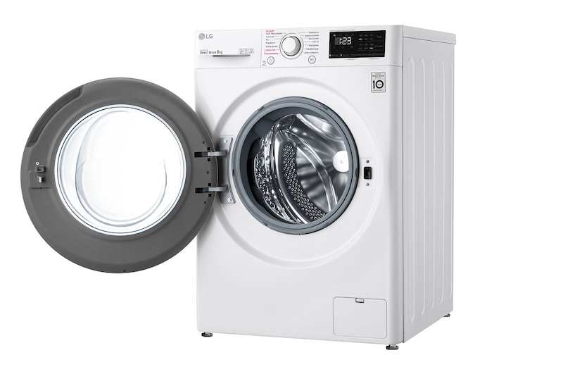 LG Waschmaschine mit 8 kg Kapazität | Energieeffizienzklasse B | Weiß mit weißem Bullaugenring | 1.400 U./Min. | F14WM8LN0B, F14WM8LN0B