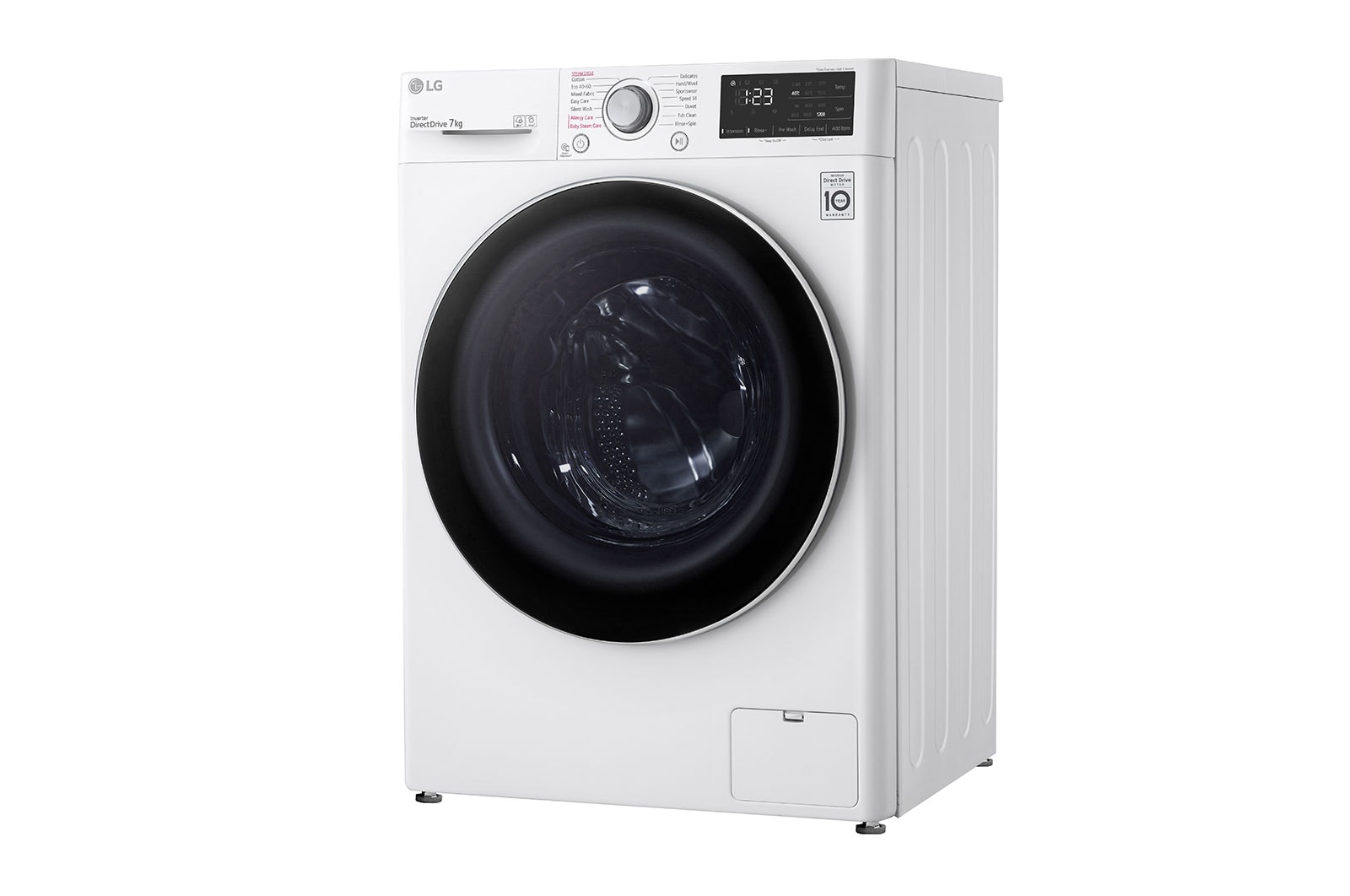 LG Waschmaschine mit 7 kg Kapazität | Energieeffizienzklasse D | 1.200 U./Min. | Weiß mit weißem Bullaugenring | SLIM FIT | F2V3SLIM7  , F2V3SLIM7