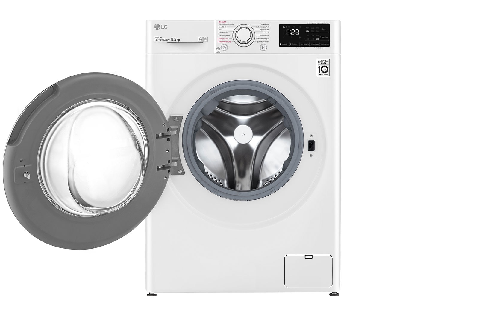 LG Waschmaschine mit 8.5 kg Kapazität | Energieeffizienzklasse C | 1.200 U./Min. | Weiß mit weißem Bullaugenring | F2V3SLIM8C , F2V3SLIM8C