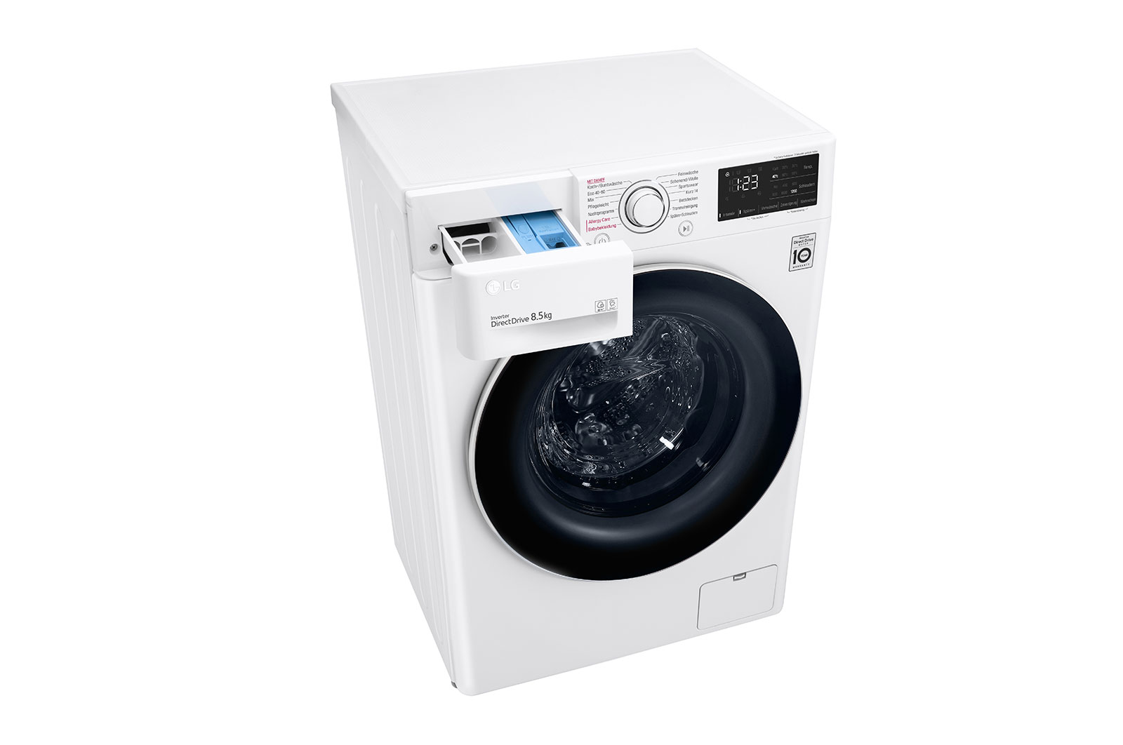 LG Waschmaschine mit 8.5 kg Kapazität | Energieeffizienzklasse C | 1.200 U./Min. | Weiß mit weißem Bullaugenring | F2V3SLIM8C , F2V3SLIM8C