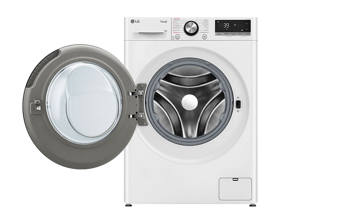 LG Waschmaschine Weiß Slim Fit (EEK A-10%*, 9 kg, 1.160 U./Min.) mit AI DD® & TurboWash®360° | F2V7SLIM9, F2V7SLIM9