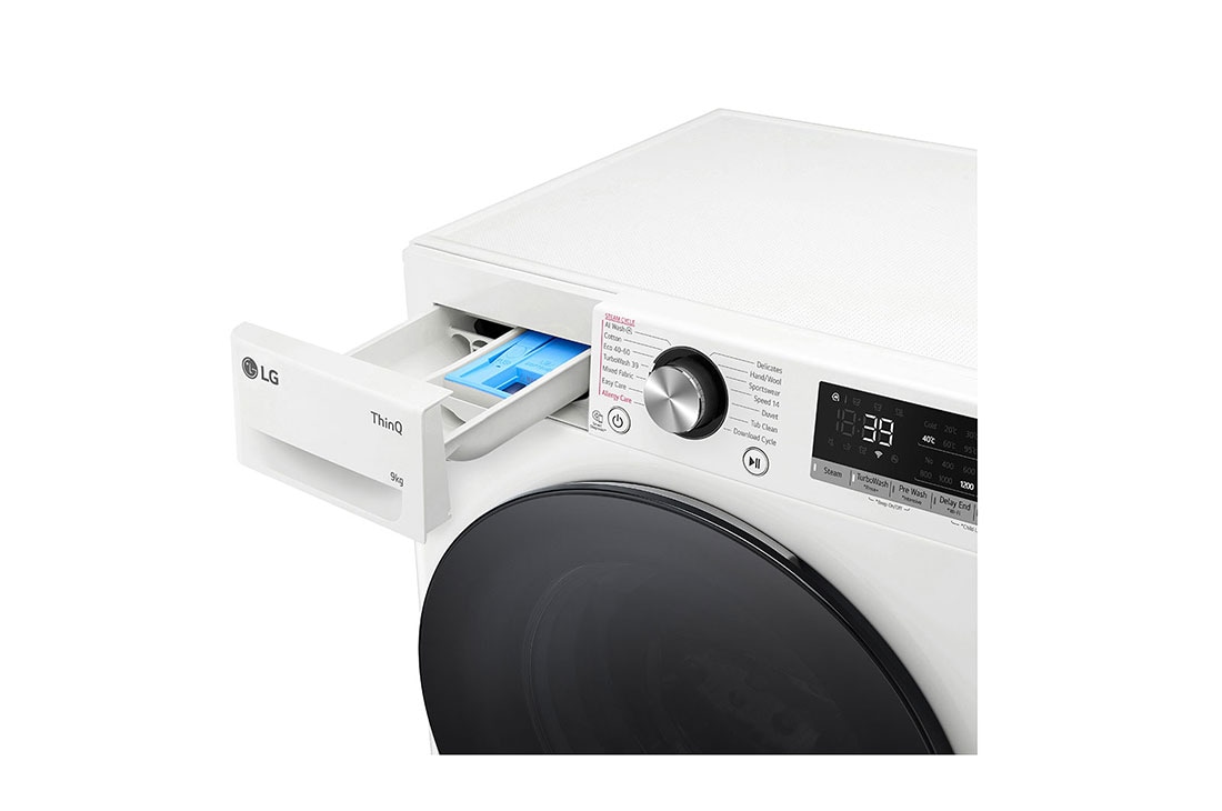 LG Waschmaschine Weiß Slim Fit (EEK A-10%*, 9 kg, 1.160 U./Min.) mit AI DD® & TurboWash®360° | F2V7SLIM9, F2V7SLIM9
