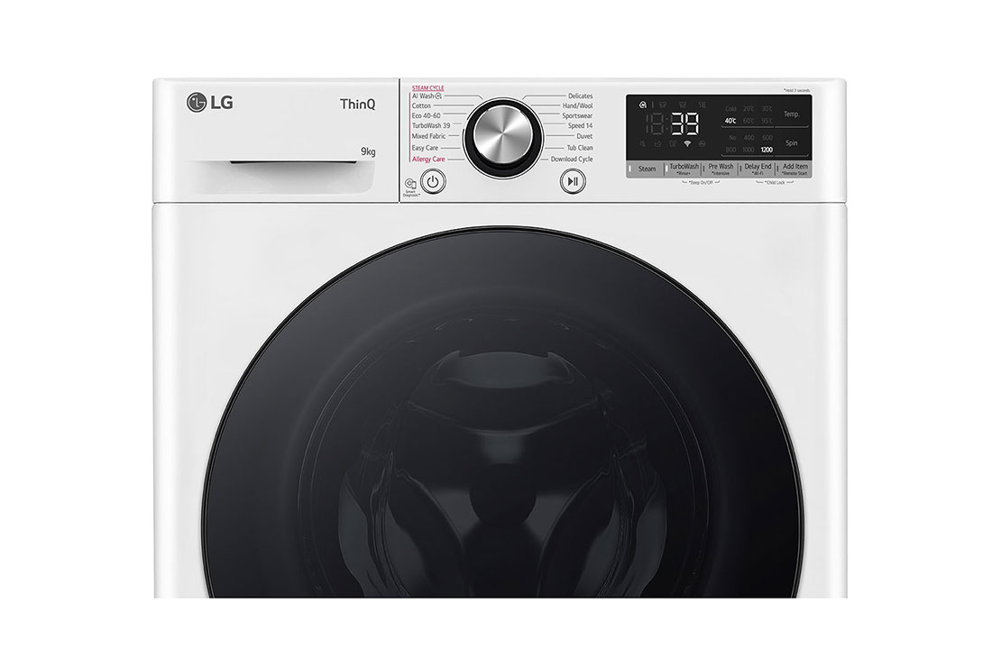LG Waschmaschine Weiß Slim Fit (EEK A-10%*, 9 kg, 1.160 U./Min.) mit AI DD® & TurboWash®360° | F2V7SLIM9, F2V7SLIM9