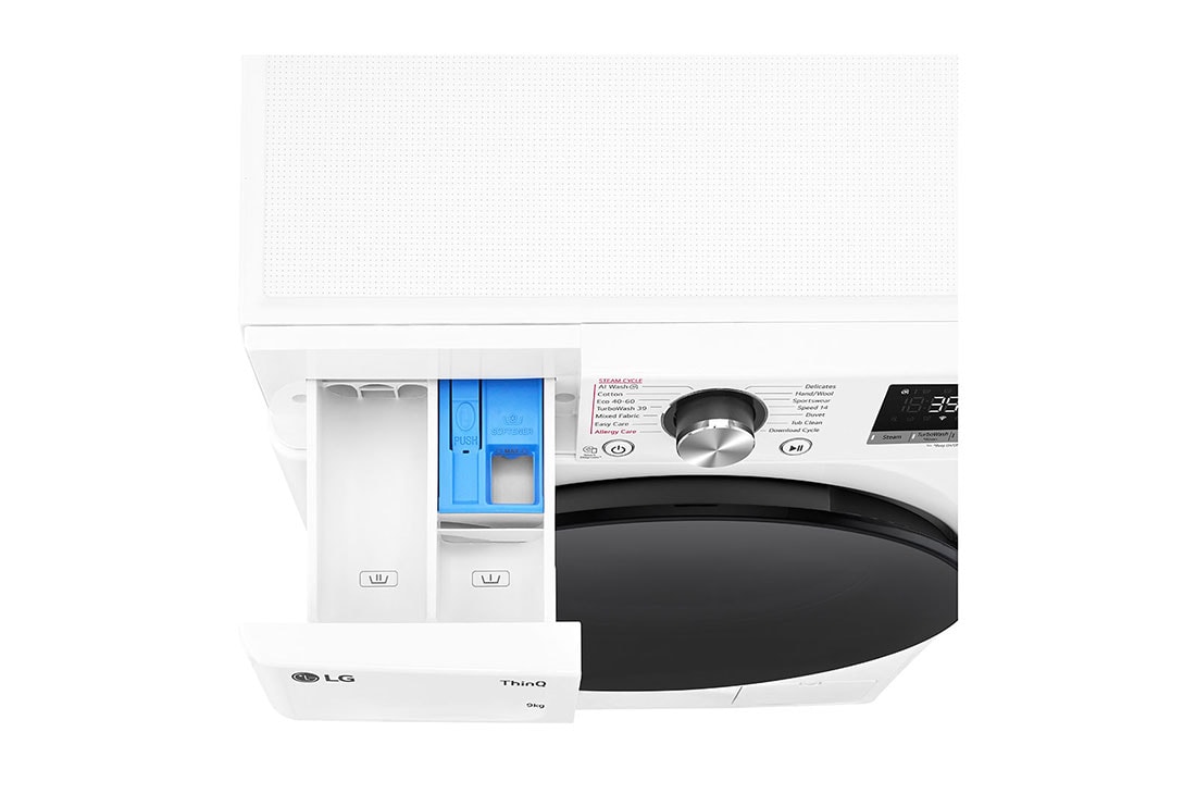 LG Waschmaschine Weiß Slim Fit (EEK A-10%*, 9 kg, 1.160 U./Min.) mit AI DD® & TurboWash®360° | F2V7SLIM9, F2V7SLIM9