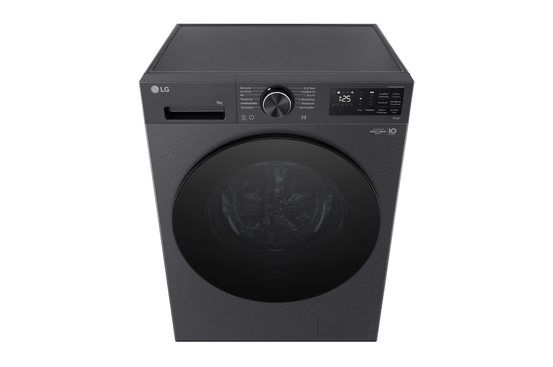 Ein Bild, das eine Waschmaschine im Wohnzimmer mit einer A-Bewertung für Energieeffizienz daneben zeigt und 30 % weniger Strom verbraucht