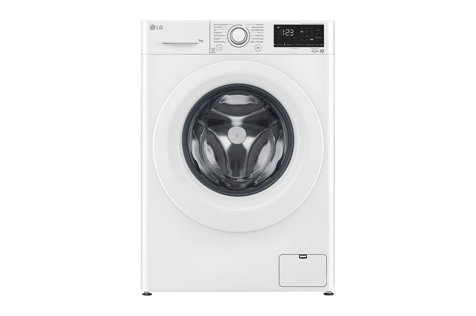 LG Waschmaschine mit 9 kg Kapazität | Energieeffizienzklasse A | 1.400 U./Min. | Weiß mit silbernem Bullaugenring | F4NV3193, F4NV3193