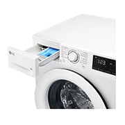 LG Waschmaschine mit 9 kg Kapazität | Energieeffizienzklasse A | 1.400 U./Min. | Weiß mit silbernem Bullaugenring | F4NV3193, F4NV3193