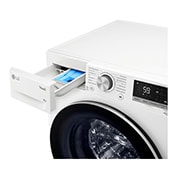 LG Waschmaschine mit 9 kg Kapazität | Energieeffizienzklasse A | 1.400 U./Min. | Weiß mit schwarzem Bullaugenring | F4NV7091, F4NV7091